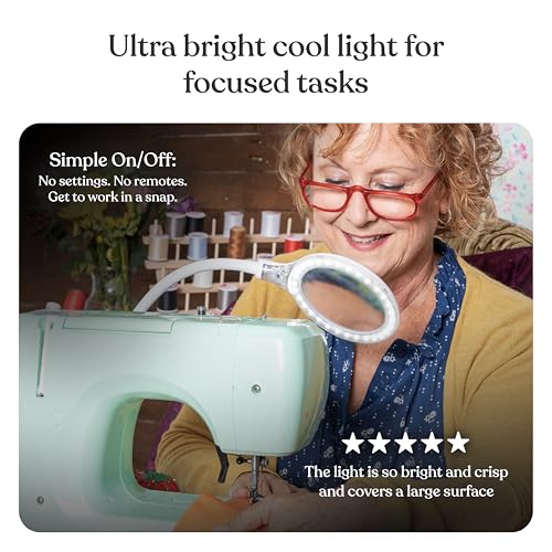 Brightech LightView Flex Magnifying Desk Lamp with Clamp, 1.75X Light Magnifier, Adjustable Magnifying Glass with Light for Crafts, Reading, Close Work - color: White