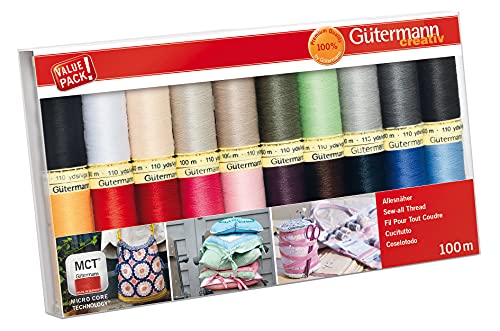 Gutermann Thread Set: Sew-All: 100m: Pack of 20, Assorted - color: Popular Basic, style: 20 x 100m