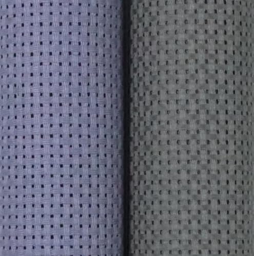KCS 2 pc of 15" x 18"(38cmx45cm) 11 Count Cross Stitch Cotton Aida Cloth Needlework Fabric Box (Light Steel Grey+Medium Grey,11CT) - color: Light Steel Grey+medium Grey, size: 11CT