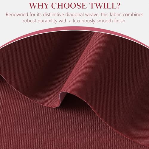 Thick Twill Fabric by The Yard, 58" W 0.75mm Polyester Twill Woven Lining Fabric Soft Excellent Luster Upholstery Fabric for Bags, Cushion, Chair, DIY Projects, 5 Yards Wine Red - color: Wine Red, size: Pre Cut - 5 Yards