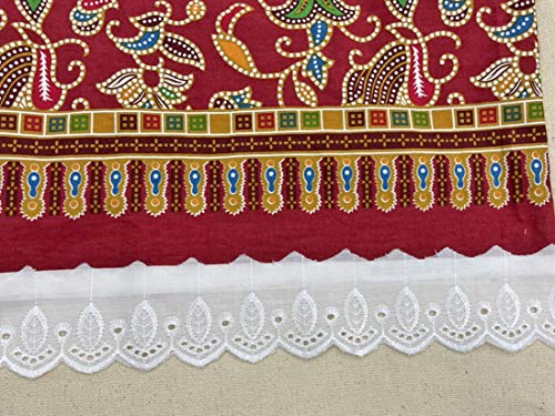 AMORNPHAN 15 Yards 2 Inch Wide White Cotton Eyelet Lace Trim Ribbon Floral Embroidered Fabric Sewing Craft Dress Tablecloth Blankets Pillow DIY Decorations