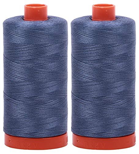 2-Pack - Aurifil 50WT - Blue Grey (1126) Solid - Mako Cotton Thread - 1422 Yards Each - color: 2-pack - Blue Grey 1126