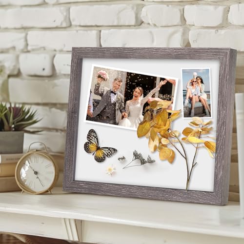 Muzilife 8x10 Shadow Box 3D Picture Frames, Glass, 3 Pack, Texture Gray - color: 3pc 8x10-texture Gray