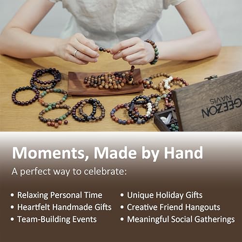 Geezon Navis DIY Bracelet Making Kit Natural Wooden Stone Beads Gift Craft