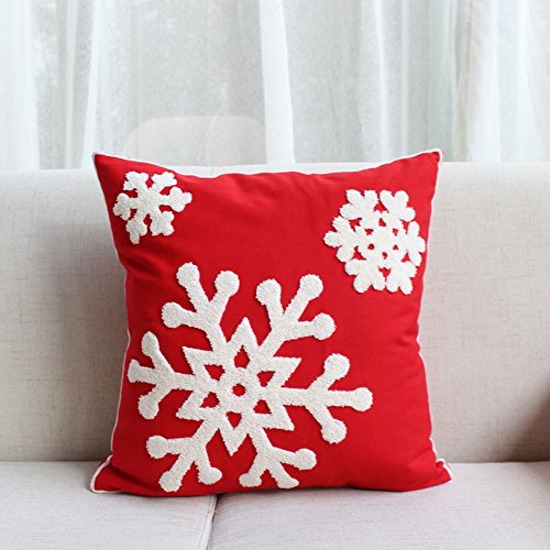 Elife Red Pillow Covers, Embroidered Christmas Pillow Covers 18x18 Set of 2 - color: Red