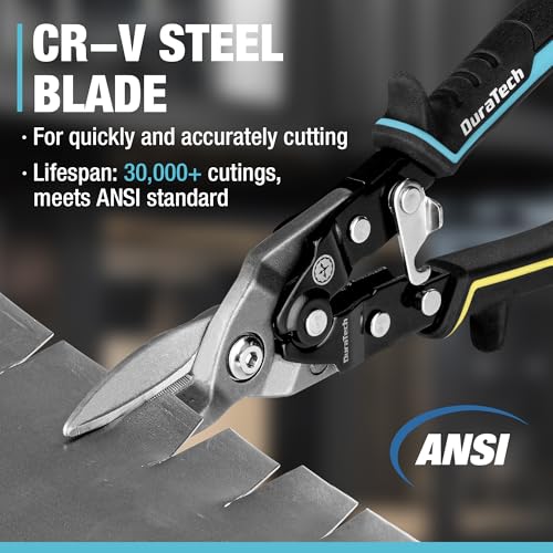 DURATECH 10" Straight Aviation Snips, Straight Cut - style: Straight
