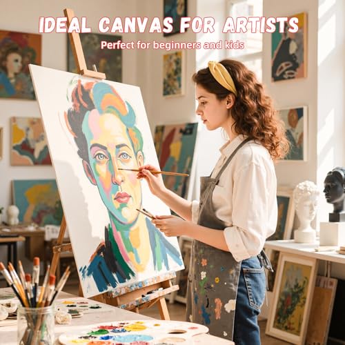 Simetufy 18x24inch 12Pcs Large Flat Canvas Boards Panels for Painting - size: 18"x24"