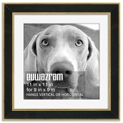 Suede 11x11 Frame - Single Frame, Elegant Black 11 x 11 Poster Frame with Mat for 9x9,11x11 Picture Frames for Artwork, Puzzles, Photos, and Movie Posters - color: Black, size: 11" x 11" / 9" x 9" mat