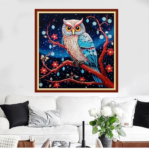 Funxvoot Stamped Cross Stitch Kits Beginners Full Range of Embroidery Kits for Adults 11CT Embroidery Patterns Needlepoint Kits Printed Cross Stitch Kits -（Starry Owl 18x18 inchs） - color: Cross Stitch Kits 03