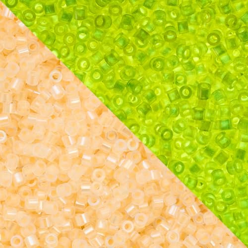 John Bead 25g Cylin Beads Light Yellow Glow in Dark AB 11/0 Glass Cylindrical Seed Beads for Jewelry Bracelets Necklaces Earrings Making Embroidery - color: Light Yellow Glow in Dark AB
