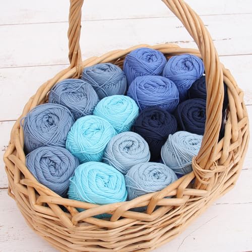 ThreadArt Cotton Crochet Yarn Set Size 2, 4 Pack 50g 165yd - color: SUMMER BLUES