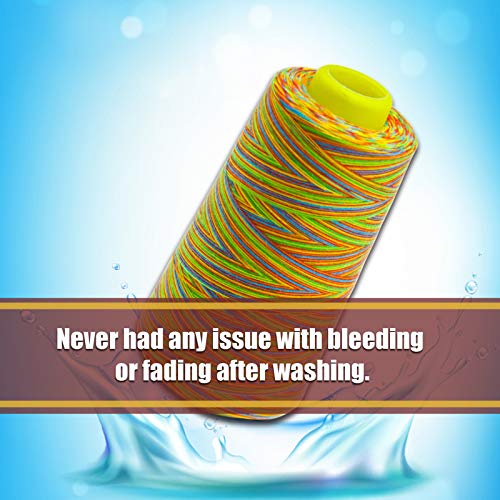 Rainbow Variegated Serger Thread, All-Purpose Thread for Sewing, Polyester, 4 Cones of 3000 Yards Each Spool for Sewing Machine - color: 4 Rainbow