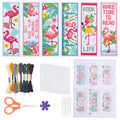 ORIGACH 6 Pcs Cross Stitch Bookmark Kit for Beginner Flamingo Bird Pattern Stamped Embroidery Stitch Kits for Starter DIY Bookmarks Printed Cross Stitch Kits for Book Lovers - style: Flamingo