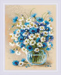 RIOLIS 2249 Daisies and Cornflowers Counted Cross Stitch Kit 9.5 x 11.75 in - style: Daisies and Cornflowers 2249