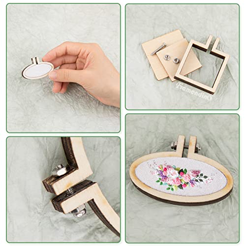 Framendino, 18 Pack Mini Embroidery Hoops Tiny Round for DIY Jewelry Pendant and Keychain