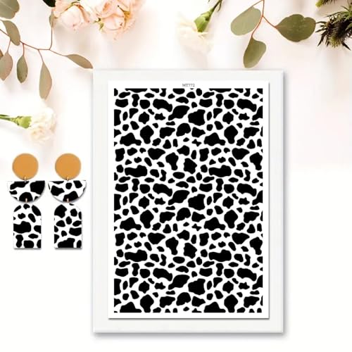10 Pcs Transfer Paper for Polymer Clay, Cow Pattern Water-Soluble Disposable Clay Transfer Sheets for Crafting Soft Ceramic Earrings, Jewelry & Polymer Clay Molds DIY Craft 5.8X3.9 inch - color: Cow Pattern