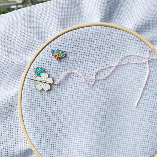 2 Pieces Flower Butterfly Needle Minders, Women Magnetic Needle Nanny Keeper, Cute Cross Stitch Embroidery Needlepoint Needlework Accessories Set for Sewing Needle and Pin Holders (Blue) - color: blue
