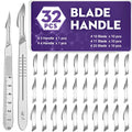 32PCS 30 Scalpel Blades with #10#11#23 Scalpels Surgical Sterile Blades Including Two Handle,Laboratory Blade-Lab Knives- Carving Blades with Handle-Art Blades Practicing Cutting-Crafts & More - color: 32 PCS Handle And Blades
