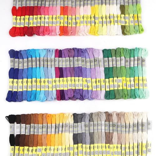 100 Colors Set Premium Double Mercerized Egyptian Cotton Embroidery Floss 8M Each for Cross Stitch Threads, Friendship Bracelets Floss, Craft Floss, Embroidery Floss Set (100 Skeins) - color: Set 23 (100 Skeins)