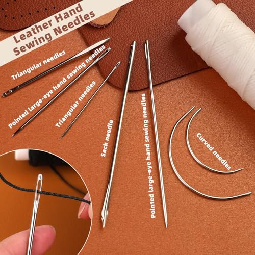 Ftyiwu Waxed Thread 32 Yards Upholstery Needle and Thread for Leather - color: Original Black, size: 32Yard