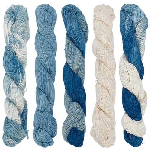 FREEBLOSS 5 Pcs Sashiko Thread Sashiko Kit Sashiko Skein 110 Yards*5 Colors Natural Plant Dyed Sashiko Cotton Embroidery Thread Japanese Quilting & Embroidery Sashiko Kit Supplies - color: Blue Dye