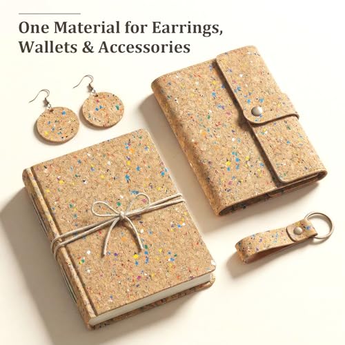 SorenCut Patterned Cork Fabric Roll 12.8 x 54 Inch – Color Confetti Cork Leather Fabric with Flexible Backing for DIY Crafts, Earrings, Bags, Wallets & Handmade Accessories - color: Color Confetti