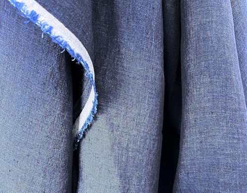 The Linen Lab | 100% Pure Linen Fabric from High-Twisted Yarn – Lightweight, Pre-Washed and Crisp, Cool & Soft Touch – 52" Width – for Apparel & Sewing (Dark Navy 7282, 1 Yard pre Cut) - color: Dark Navy 7282, size: 1 yard pre cut