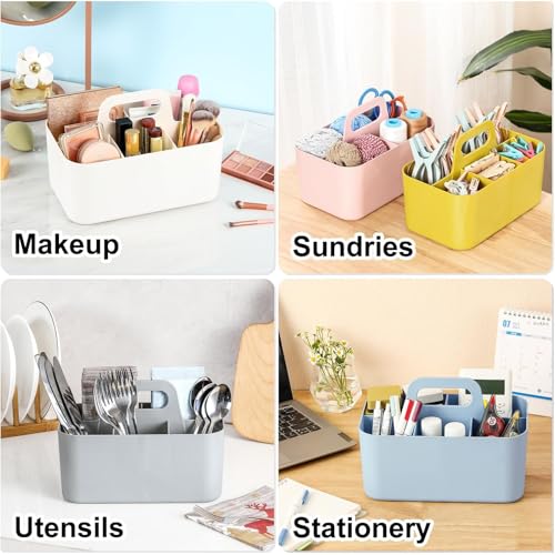 Multiuse Caddy Organizer with Handle, Portable Divided Plastic Tote Bin - Art Craft, Stationary Pen Marker Crayons, Makeup Hair Supplies Storage - Bathroom, Classroom, Dorm, Office, Desk Holder - Grey - color: Grey