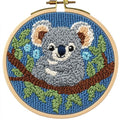 DIY Punch Needle Kits Cute Cartoon Koala Portrait with Hoop 20x20cm-3 - color: 13-Koala