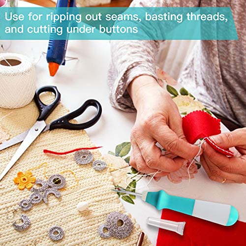 Lhedon Seam Ripper 3 PCS Ergonomic Grip Sewing Thread Remover Tool - color: Red/Yellow/Turquoise