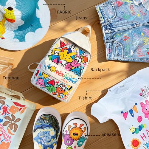 YOUKOYI Fabric Markers, 12 Colors Acrylic Paint Pens, Fabric Decorating Kits No Bleed Waterproof Quick Dry Fabric Paint Pens for Fabric DIY, Crafts, Wood, Ceramic, Sneakers, Bags, Shoes, Textile - color: 12 Colors