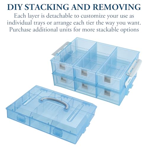 MyGift Sky Blue Craft Storage Organizer Case, 24 Compartments & 6 Drawers - color: Aqua Blue