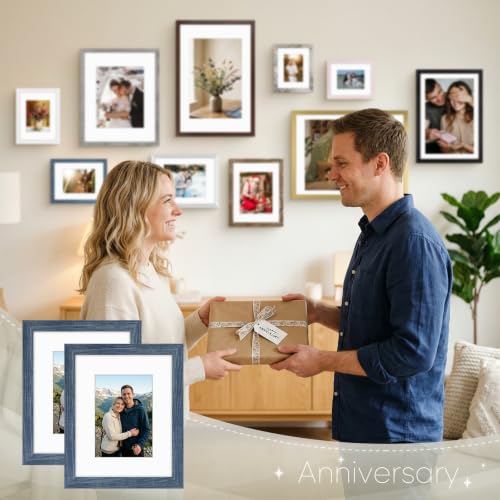 Golden State Art 8x10 Blue Picture Frame Mat for 5x7 Real Glass - color: Blue, size: 8x10