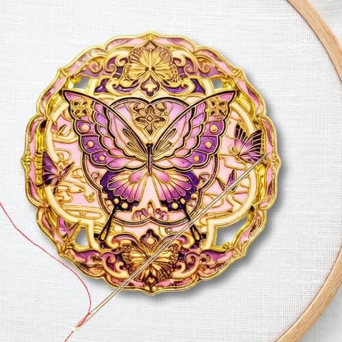 Kalaxy47 Needle Minder Magnet - Exclusive The Butterfly Dream Design, Gold Stamping, 2.4" Large Powerful Magnet for Cross Stitch, Embroidery, Sewing，Fridge Magnet，Safe for Crafters（Butterfly