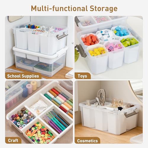Citylife 17QT 2-Pack Storage bins with Lid 6 Marker inserts Buildable Lid - size: 2 Pack-17 QT-W
