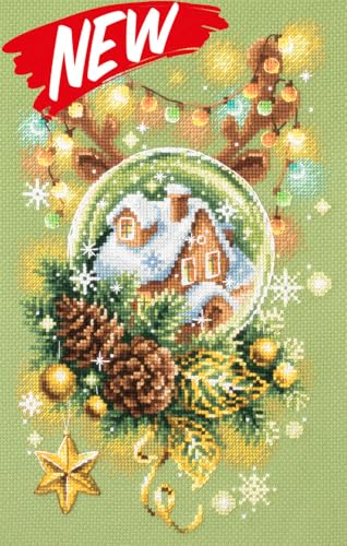 Wizardi Counted Cross-Stitch Kit Light Christmas 100-245 Magic Needle. Advanced Needle Punch Kits for Adults Painted, Beginner Needlepoint Kits for Adults - color: Light Christmas