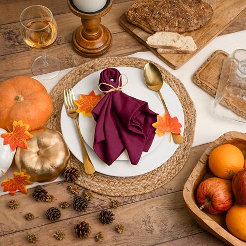 Blue Needles Solid Cloth Napkins 100% Cotton Set of 6-18 x 18 Inches - color: Burgundy, size: 18" x 18" (Set of 6)