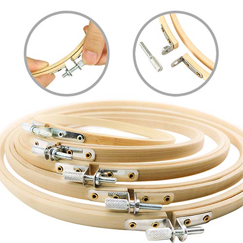 Similane Embroidery Hoops Bamboo Cross Stitch Hoop Ring,5 pcs,Various Sizes