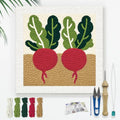 Doodlream Fresh Radish Needle Kit for Beginner, 9.4"x 9.4" Vegetable in Soil Punch Stitching Craft Set, Color DIY Embroidery Starter with Printed Frame, Instruction, Threader, Yarn, Pinch Needle - color: Radish