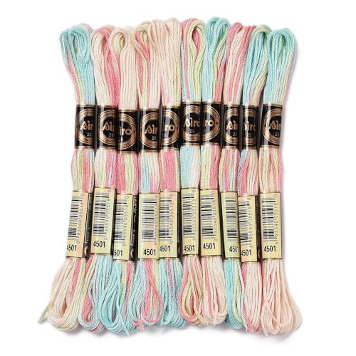 FASHEWELRY 10 Skeins Cyan Embroidery Floss Friendship Bracelet String Threads 6-Ply 0.5mm Cross Stitch Embroidery Thread for Sewing Bracelet Making Stitching Crafts - color: Cyan, size: 0.5mm