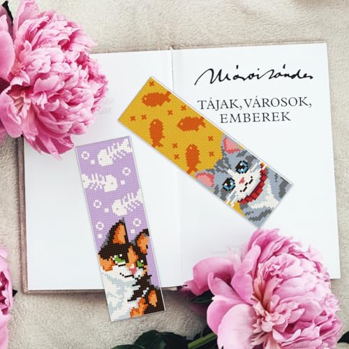 INFUNLY 6PCS Dogs Cats Cross Stitch Bookmark Kit for Beginners 8.66"×3.15" Animals Stamped Embroidery Bookmark Kit Pet Needlepoint Bookmark Kit with Instruction for Book Lovers Reader Writers - style: Dogs Cats