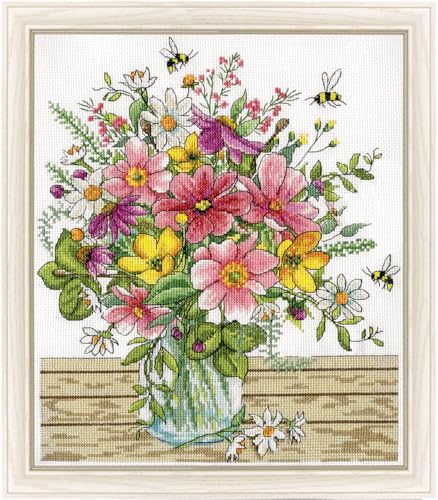 Design Works Crafts Mason Jar Floral Counted Cross Stitch Kit