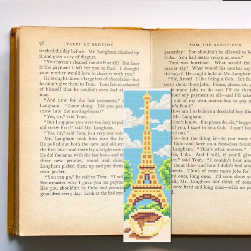 FREEBLOSS 6 Set Cross Stitch Bookmark Kit 11 CT Stamped Cross Stitch Kit DIY Embroidery Bookmark Kits for Adult Beginners with Instructions, Parisian Street Scenes, 6 x 20 cm/8" x 2.4" - style: Paris Theme