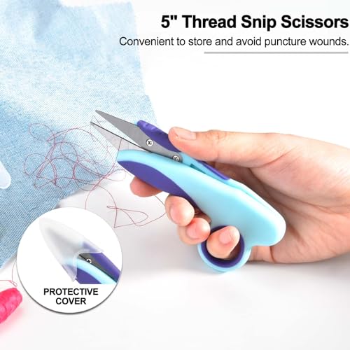 SCAIKTIG Premium Sewing Scissors Bundle, 8" Heavy Duty Fabric, 5" Embroidery, 4" Small Detail Scissors, 5" Thread Snips, Tailoring, Dressmaking, Quilting, Arts&Craft Supplies, Blue - color: Blue(8"/5"/5"/4")