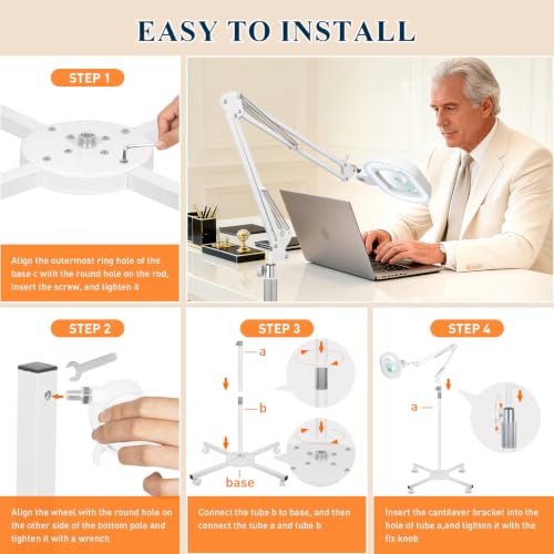 2200 Lumens 12X 30X Esthetician Magnifying Lamp, 3-Axis Magnifier - color: White, size: 12X 30X