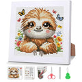 VIGEGU Sloth Stamped Cross Stitch Kits for Adult Beginner with Frame - color: Sloth Cross Stitch with Framed