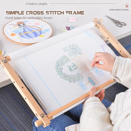 MUFEKUM Beech Wood Embroidery Tapestry Scroll Frame 21"x12" - style: 21"x12"