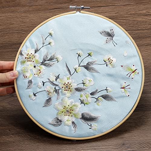 PATIKIL 12 Pieces 12 Inch Embroidery Hoops Round Adjustable Bamboo Circle Cross Stitch Hoop Ring Bulk for Embroidery Art Craft Handy Sewing Decoration - size: 12 Inch