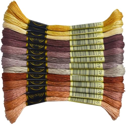 14 Skeins Rainbow Color Embroidery Floss- Cross Stitch Threads - Friendship Bracelets Floss - Crafts Floss, Light Desert Sand Gradient - color: Lt Desert Sand Gradient