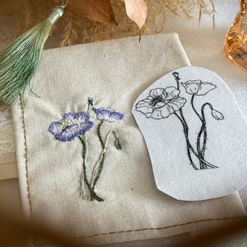 Water Soluble Stick and Stitch Embroidery Pattern Paper & Stencils - color: Floribunda